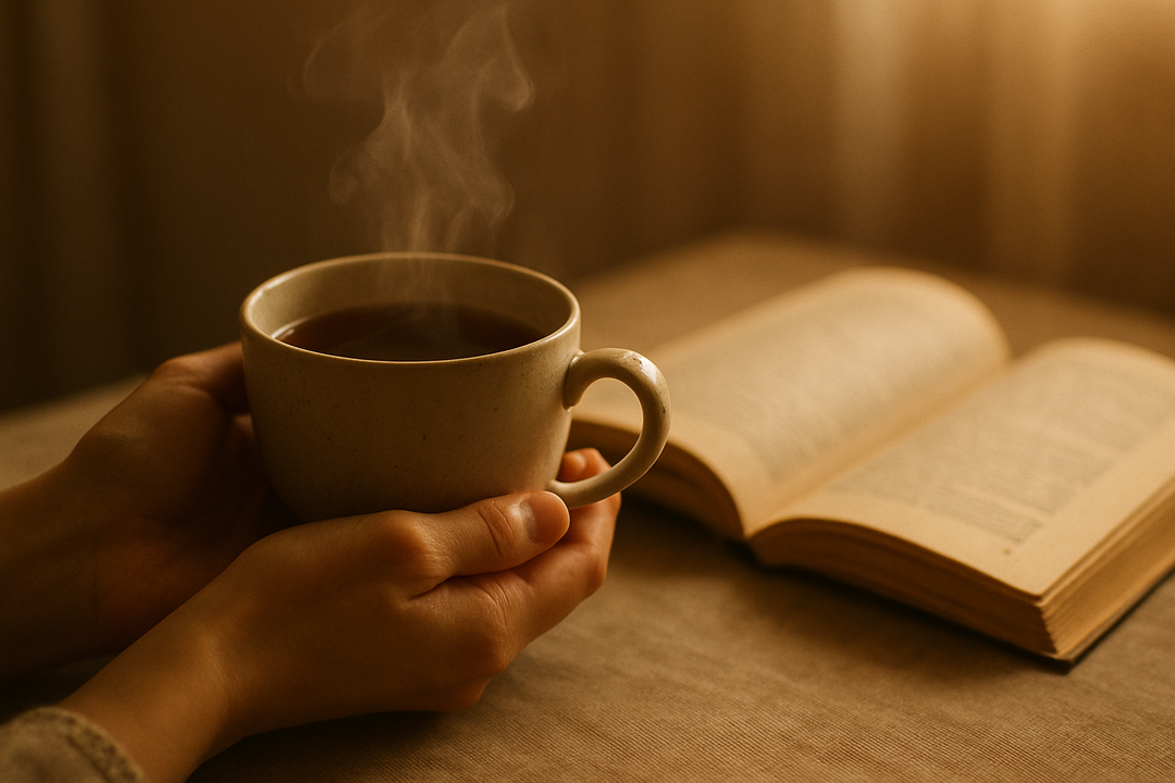 不如拿起一本書，或是播放一首沒有歌詞的輕音樂。茶在手中微熱，每一口都讓身體慢慢沉下來。