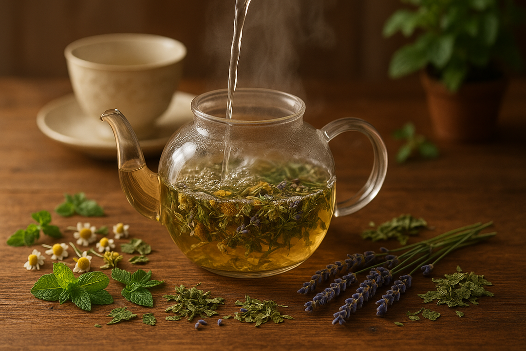 brewing herbal tea 